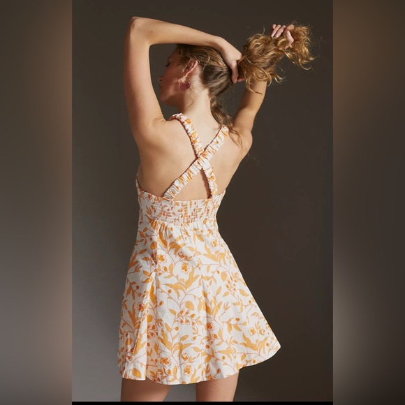 Anthropologie Maeve Sweetheart Mini Floral Dress Yellow, XS - Picture 11 of 13